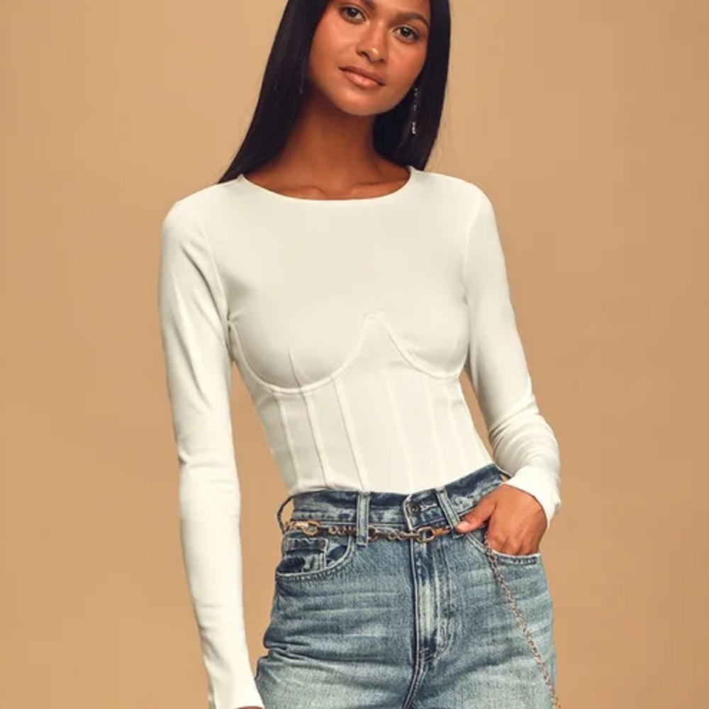 Lulus White corset Body Suit